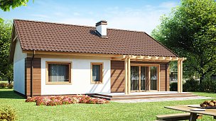 Načrt hiše z ugodno ceno gradnje, tudi za manjšo parcelo, brez oken na bočnih zidovih