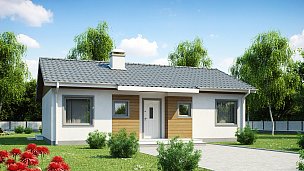 Načrt manjše, praktične, lepe in funkcionalne hiše z dvokapno streho