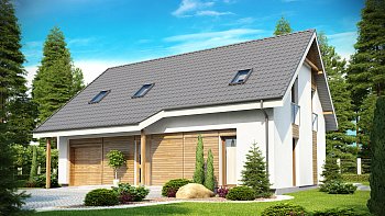 Lepa in ekonomična hiša, ravnih linij, s kuhinjo z dvoriščne strani in garažo v okviru hiše