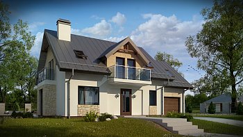 Moderna, ekonomična hiša z bivalno mansardo ter s funkcionalnim notranjim razporedom