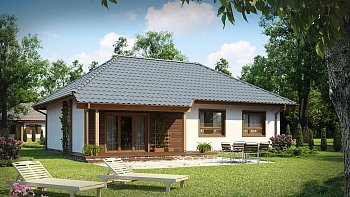 Lepa pritlična hiša s tremi sobami,  prostorno dnevno sobo in nadkrito teraso