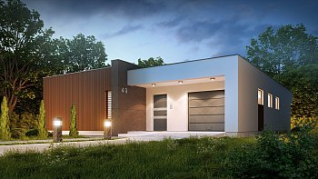 Projekt lepe, pritlične hiše moderne arhitekture, z ravno streho in luksuznim interierom