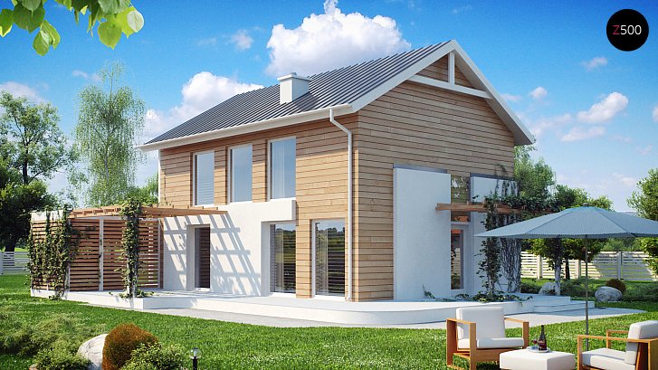 Z115. Načrt hiše modernih, čistih linij, ekonomične, z možnostjo izvedbe kot pasivna hiša