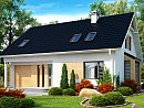Z124. Načrt kompaktne hiše z garažo in eksterjerjem, cenovno ugodna za gradnjo in življenje v njej.