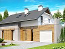 Z149. Tipski načrt moderne hiše s povišanim kolenčnim zidom in teraso nad garažo
