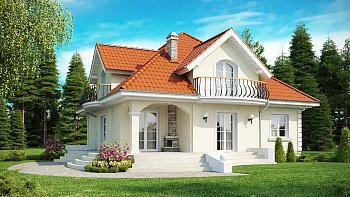 Z18. Načrt lepe, funkcionalne in elegantne hiše z izkoriščeno mansardo in lepimi balkoni