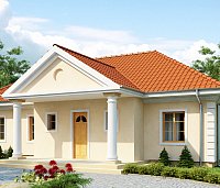 Tipski načrt prelepe hiše v rezidencialnem stilu z opcijo izrabe mansarde.