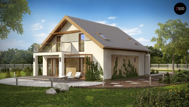 Z224. Tipski načrt hiše srednje velikosti, tradicionalne oblike, z dvokapno streho
