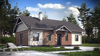 Z241. Projekt pritlične družinske hiše z dvokapno streho, ugodna za gradnjo in bivanje v njej