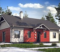 Projekt pritlične družinske hiše z dvokapno streho, ugodna za gradnjo in bivanje v njej