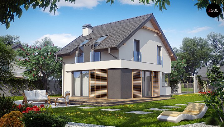 Z290. Projekt lepe, prefinjeno dizajnirane družinske hiše, idealne za ožje parcele