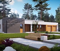 Privlačen načrt moderne hiše z ravno streho, z dvojno garažo
