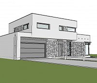 Verzija komfortne, moderne hiše Zx46 z optimalnim razporedom prostorov in dvojno garažo